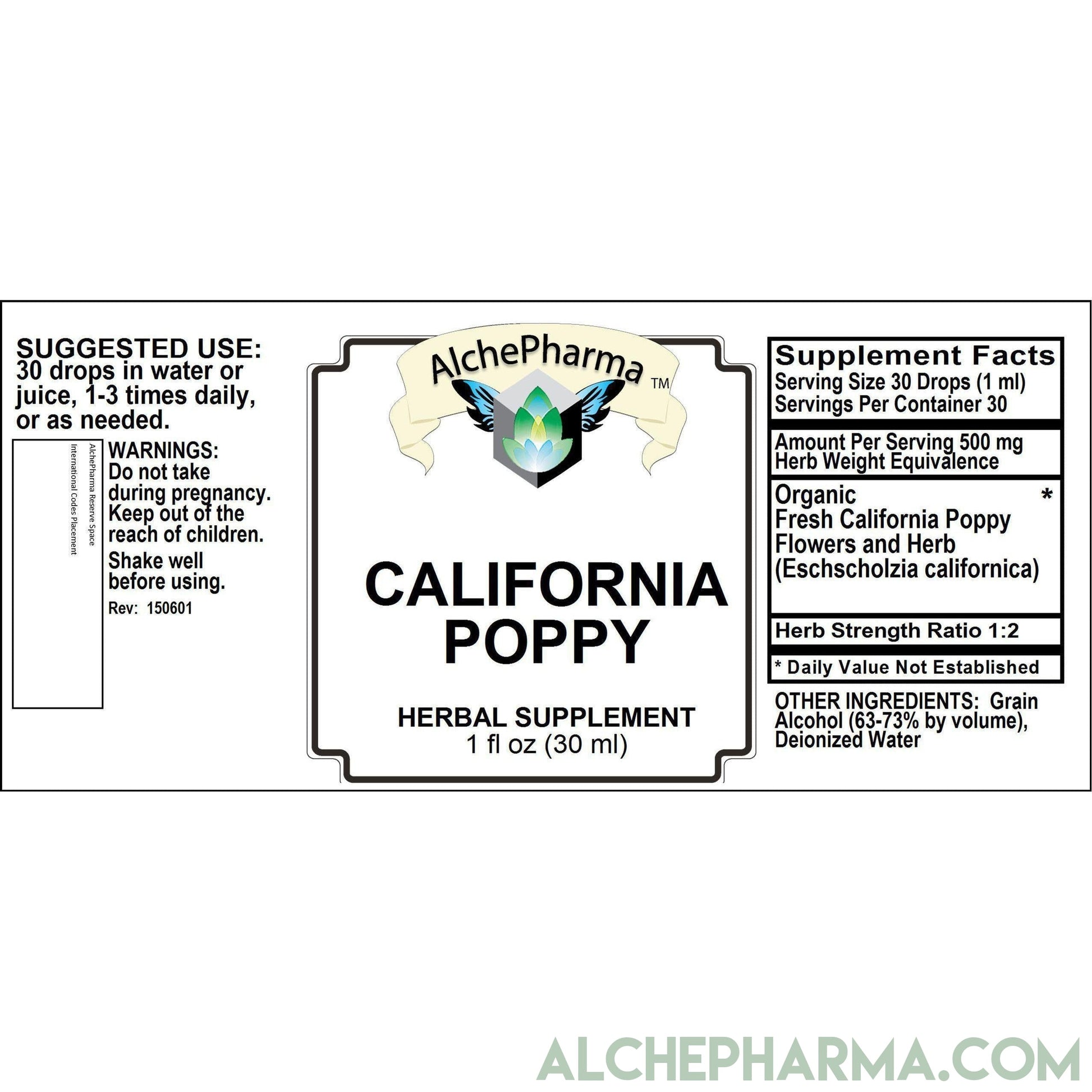 California Poppy Tincture From Organic Flowers ( True Eschscholzia Californica )-Herb-AlchePharma