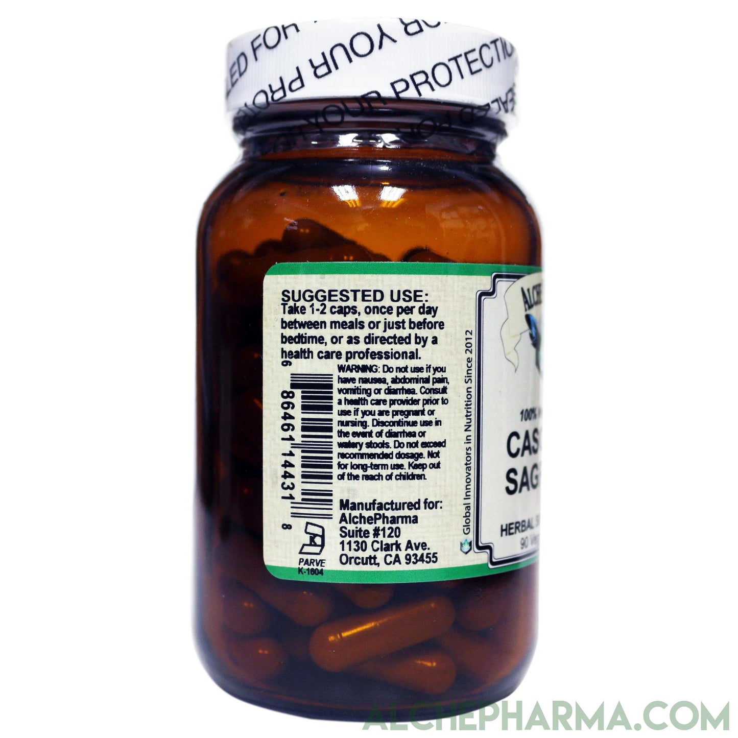 Cascara Sagrada Bark Wild Harvested (Rhamnus purshiana Bark) 400 mg. per Veggie Cap-Herbs-AlchePharma