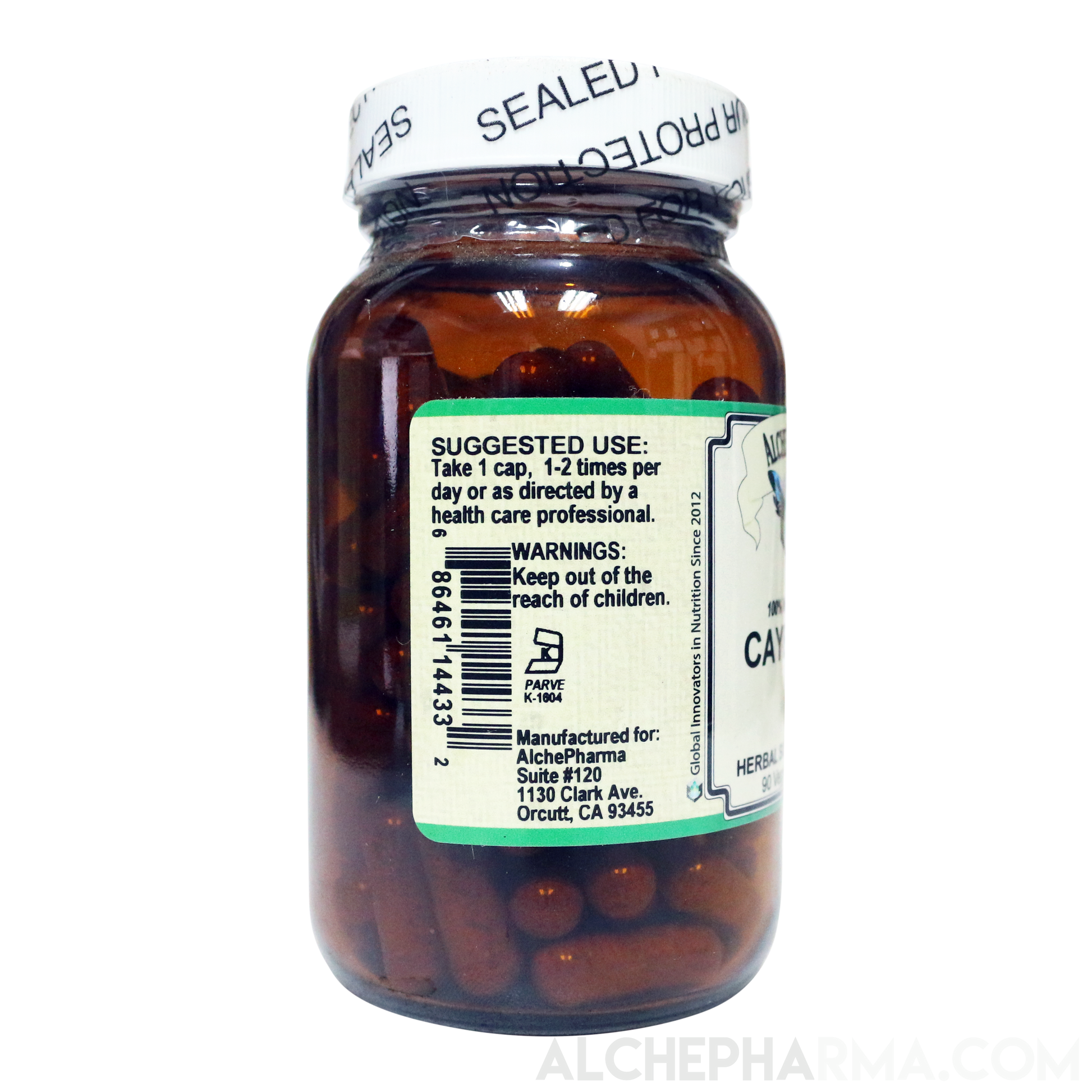 Cayenne Fruit - Organic 500mg Capsicum Annuum PARVE K-1604 - Vcaps-Herbs-AlchePharma