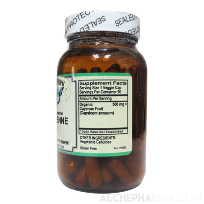 Cayenne Fruit - Organic 500mg Capsicum Annuum PARVE K-1604 - Vcaps-Herbs-AlchePharma