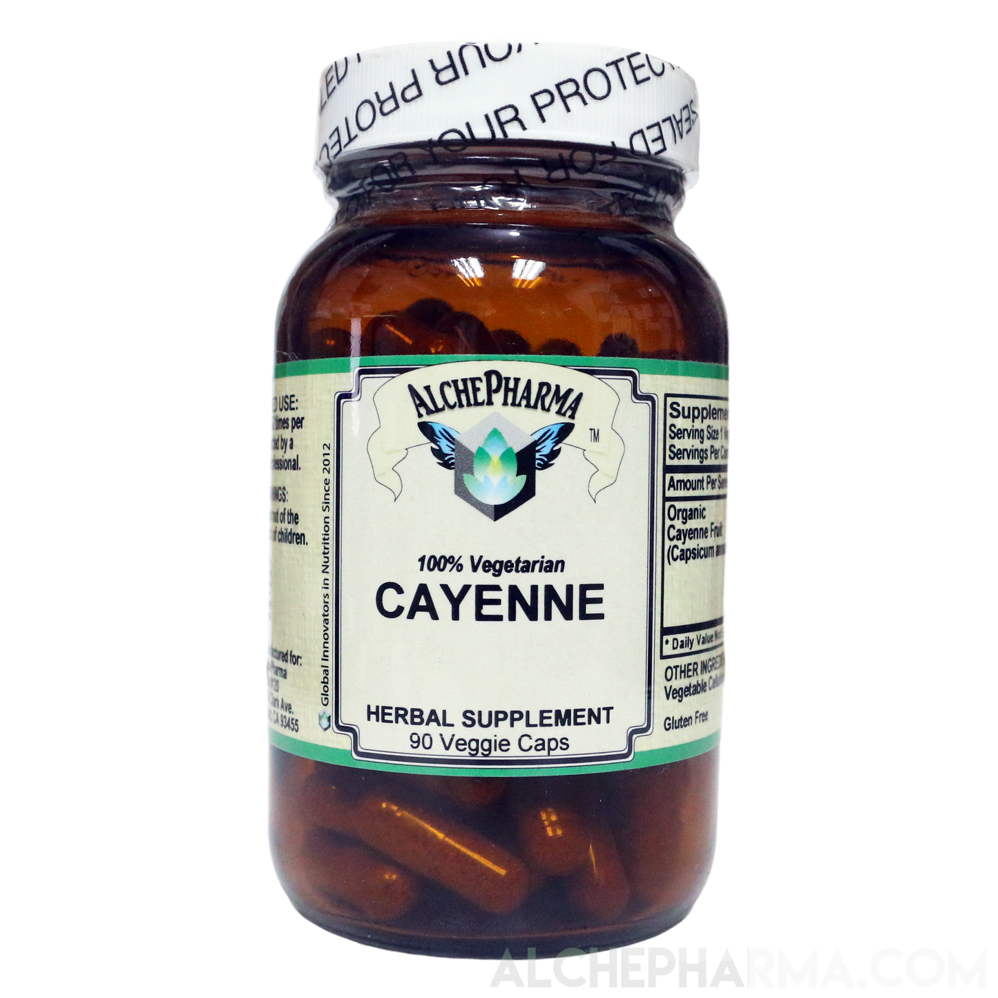 Cayenne Fruit - Organic 500mg Capsicum Annuum PARVE K-1604 - Vcaps-Herbs-AlchePharma