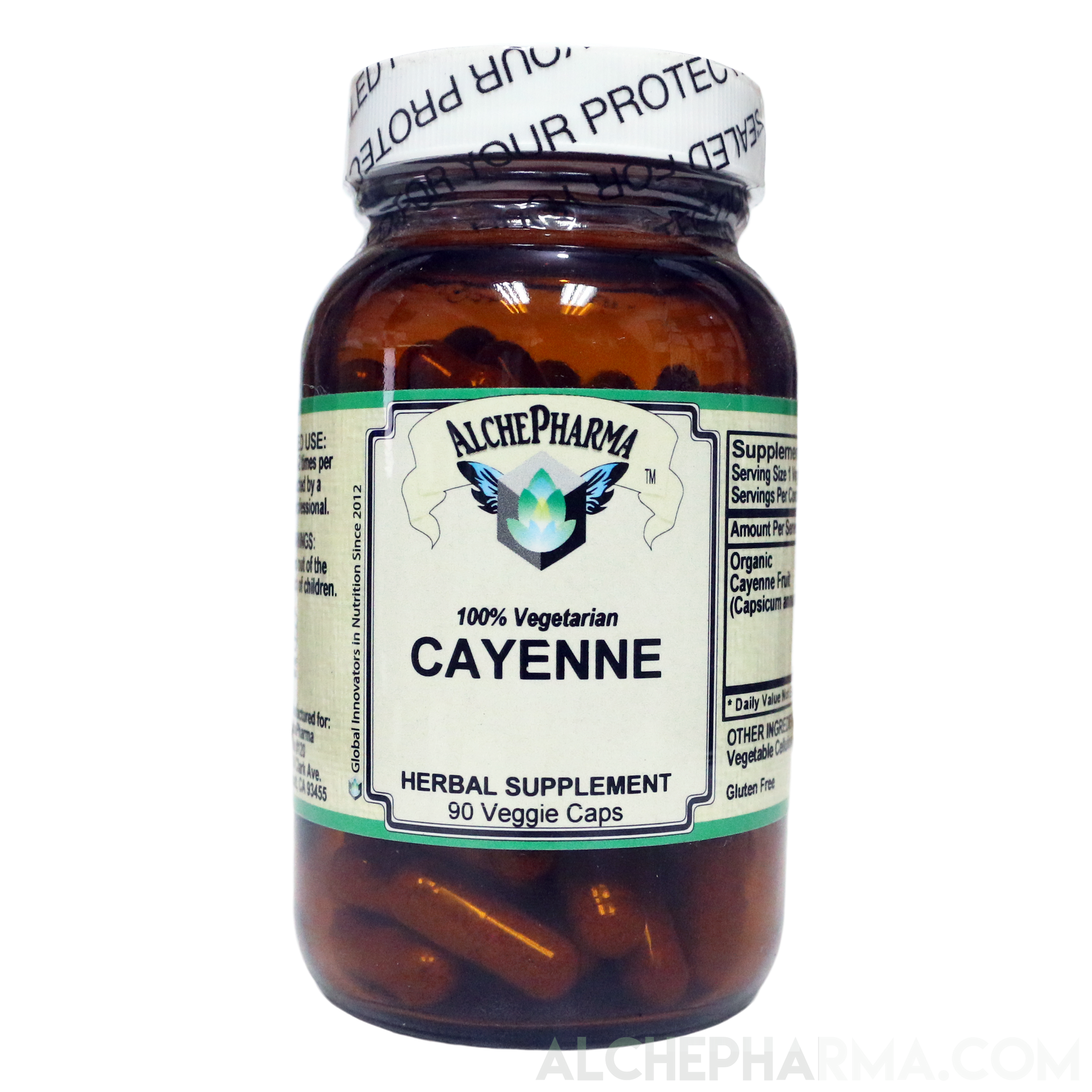 Cayenne Fruit - Organic 500mg Capsicum Annuum PARVE K-1604 - Vcaps-Herbs-AlchePharma