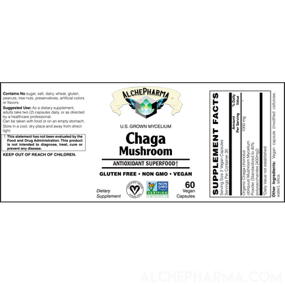 Chaga Mushroom Organic mycelium powder, standardized to 40% polysaccharides-Mushroom-AlchePharma