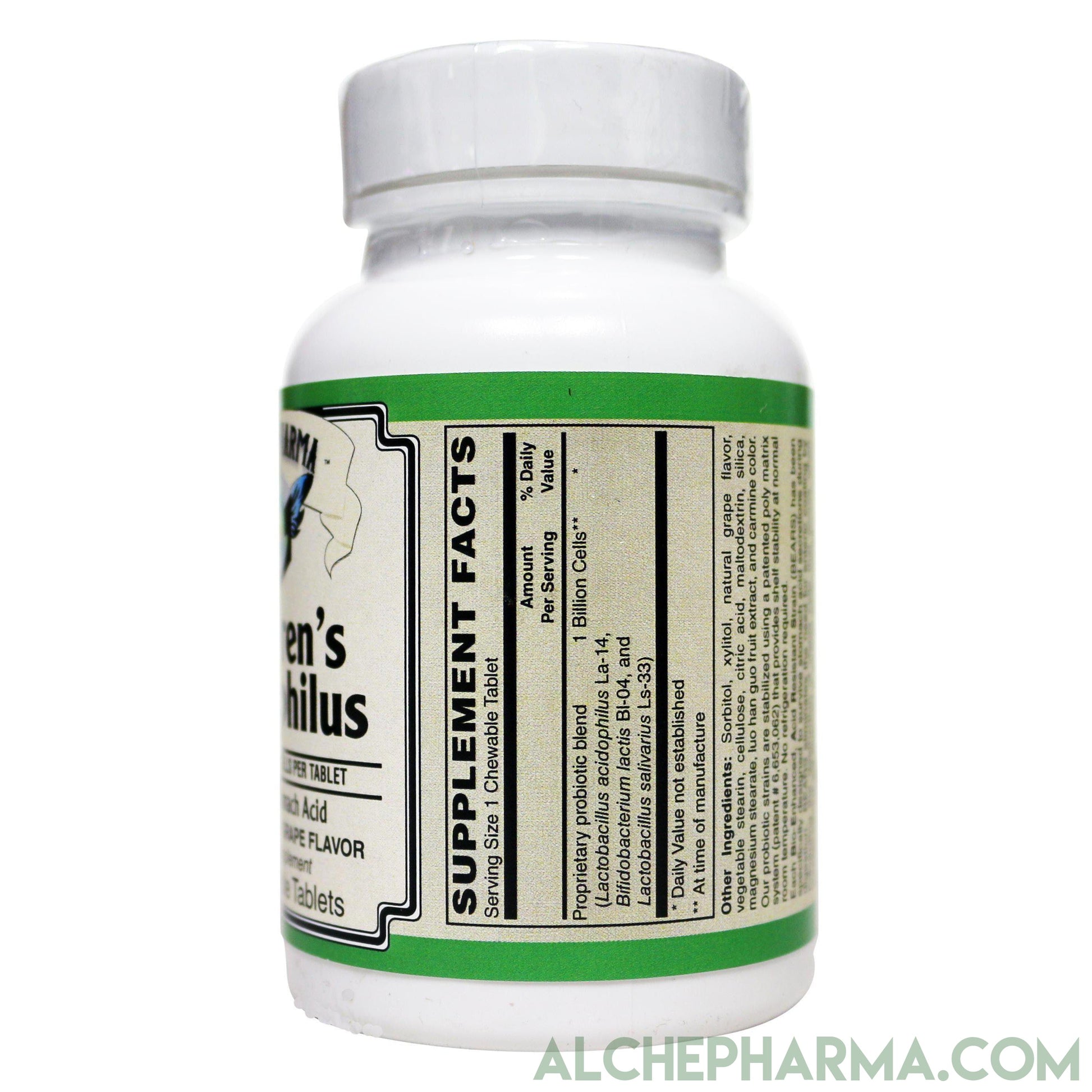 Children's Acidophilus Chewable [ Dairy and Gluten Free, Shelf Stable, Acid Resistant Grape Flavor ]-Probiotics-AlchePharma