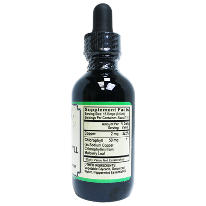 Chlorophyll from Mulberry Leaf as Sodium Copper Chlorophyllin ( 2mg copper per 15 drops) w/ Peppermint Essential Oil-Herbal-AlchePharma