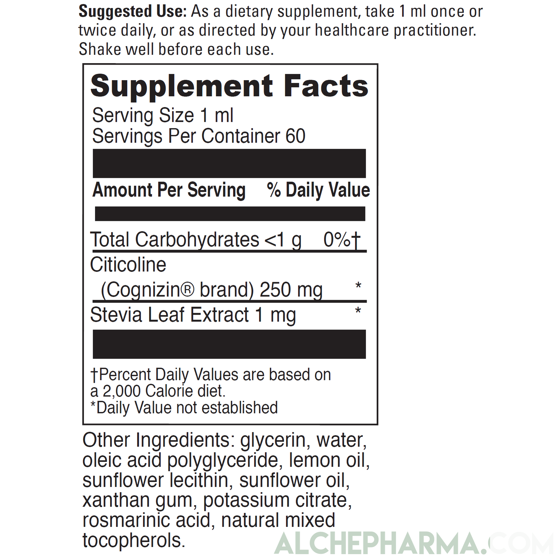 Citicoline Liposomal Liquid (Stevia Sweetened)-Vitamins & Supplements-AlchePharma