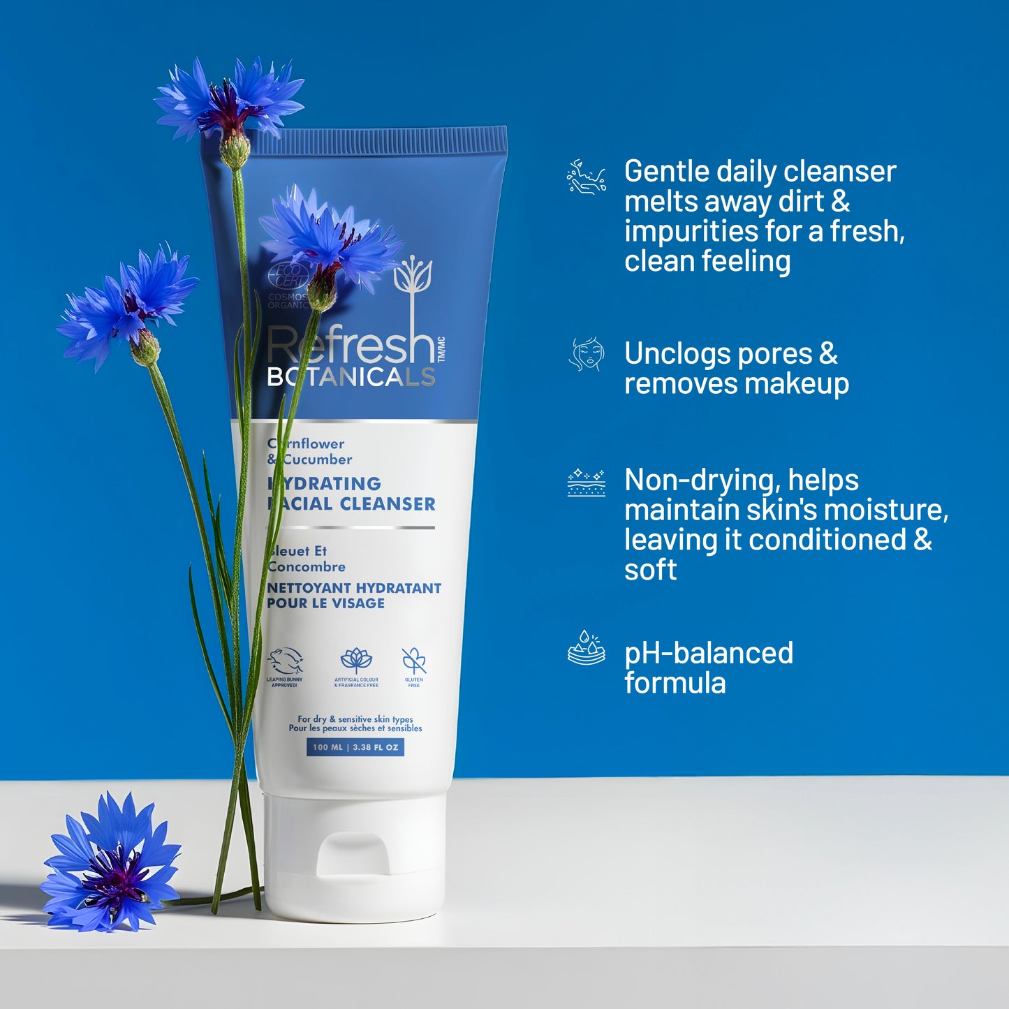 50% OFF - Hydrating Facial Cleanser - Cornflower & Cucumber - 100 mL (Copy)