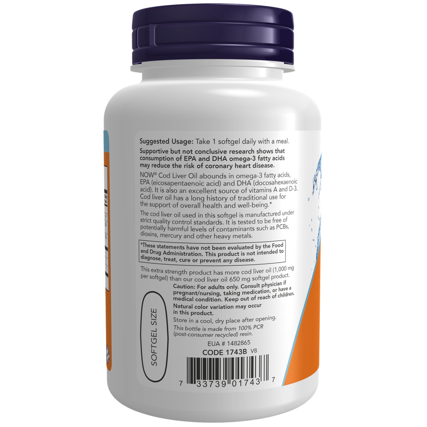 Cod Liver Oil, Extra Strength 1,000 mg Softgels-Nutritional Oils-AlchePharma