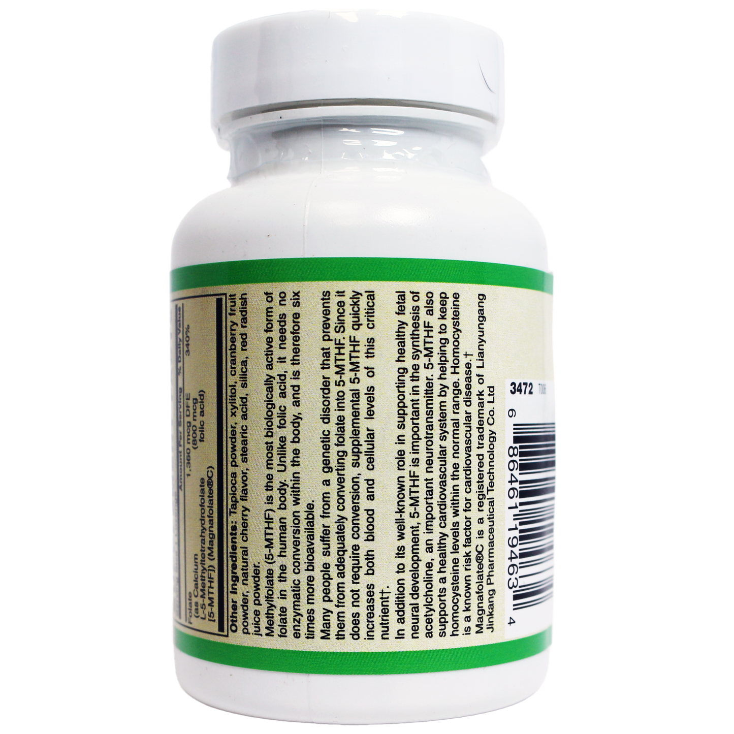 Coenzymated Methylfolate Lozenges 1360 mcg DFE patented Magnafolate®-Vitamin-AlchePharma