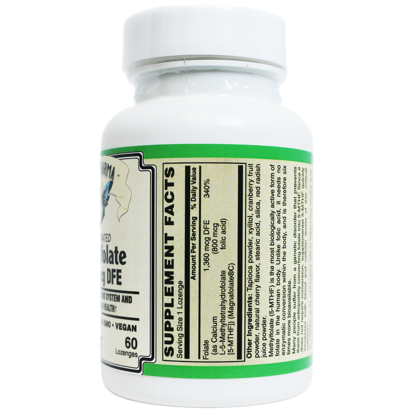 Coenzymated Methylfolate Lozenges 1360 mcg DFE patented Magnafolate®-Vitamin-AlchePharma