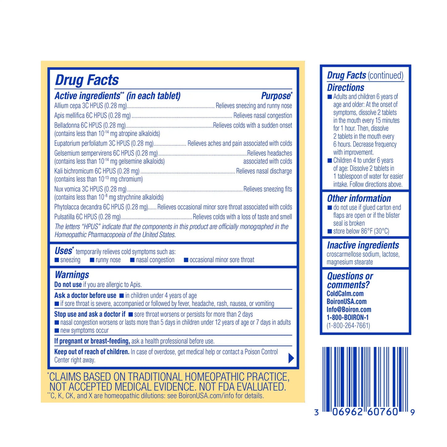 ColdCalm® - Homeopathic Meltaway Tablets