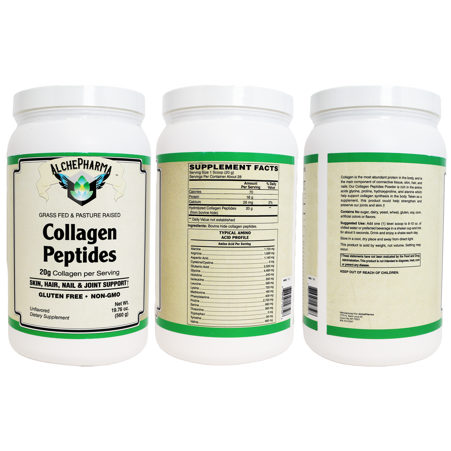 Collagen Peptides • Hydrolyzed Types 1 & 3 • Grass Fed-AlchePharma