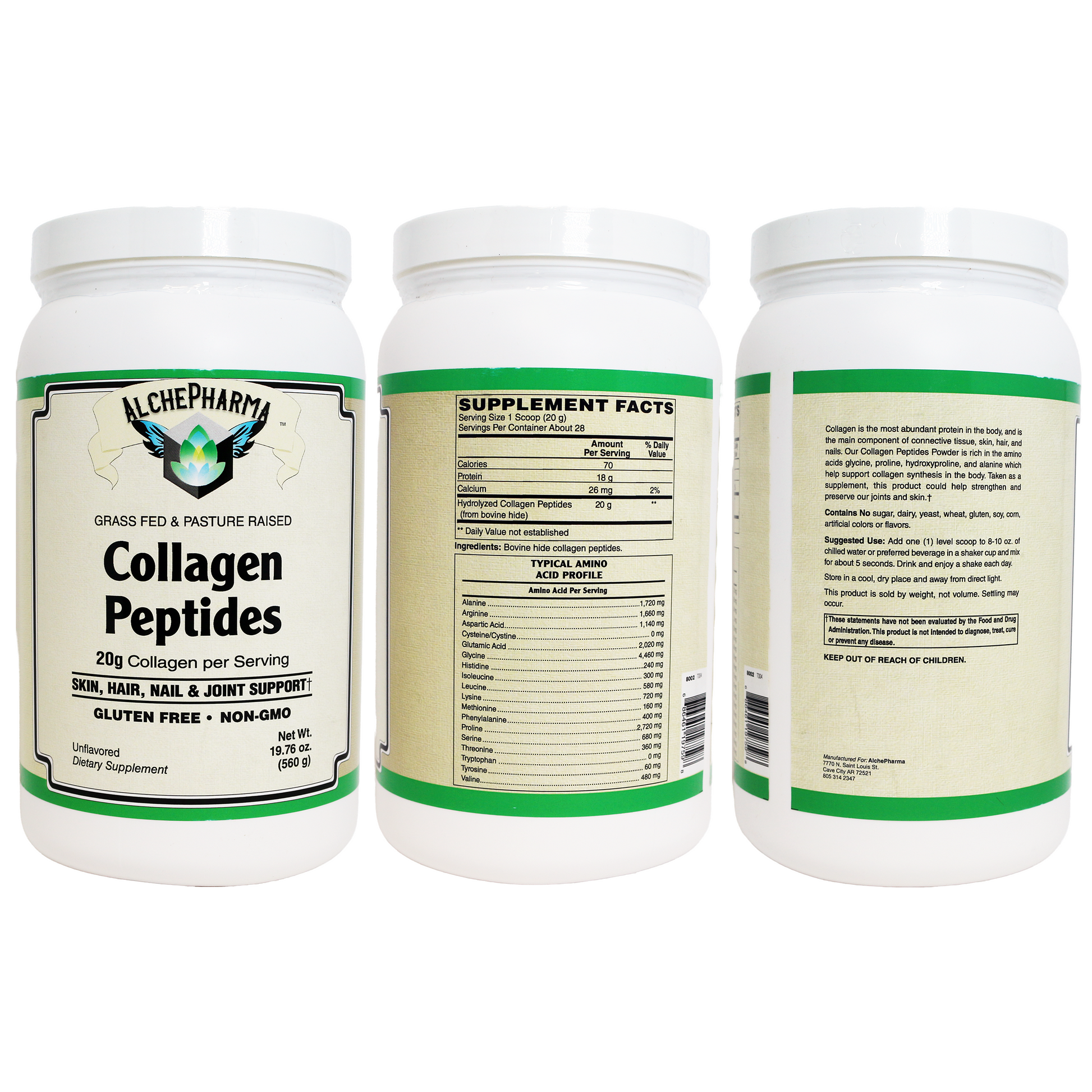Collagen Peptides • Hydrolyzed Types 1 & 3 • Grass Fed-AlchePharma