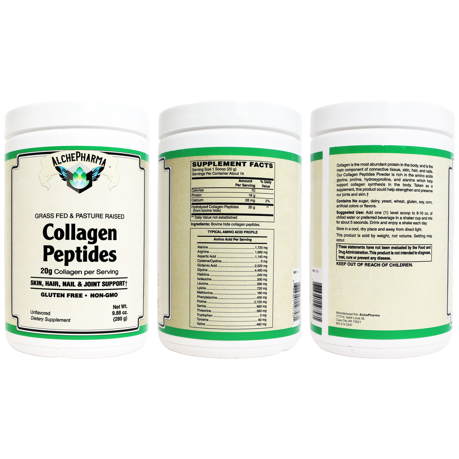 Collagen Peptides • Hydrolyzed Types 1 & 3 • Grass Fed-AlchePharma
