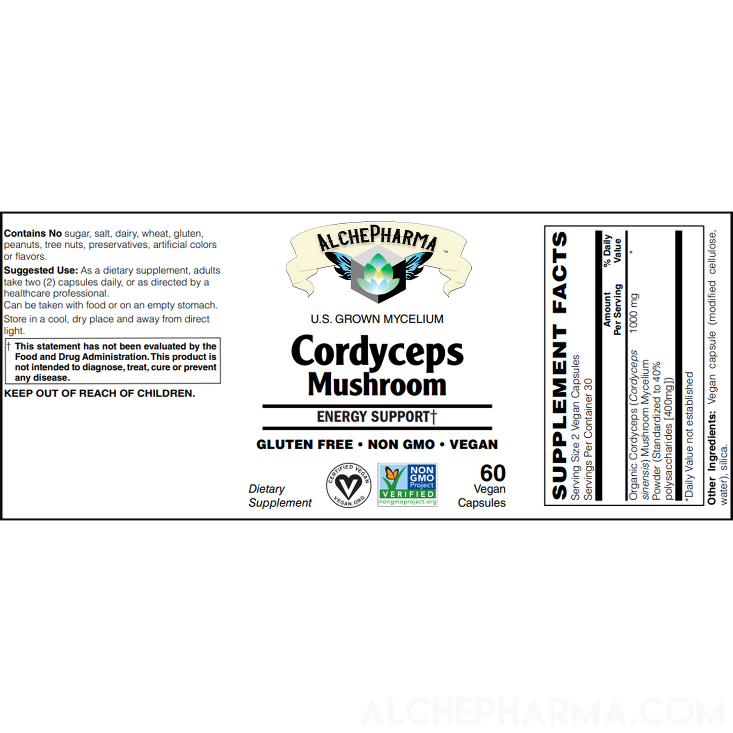 Cordyceps (Cordyceps sinensis) Organic mushroom - 40% polysaccharides,-Mushrooms-AlchePharma