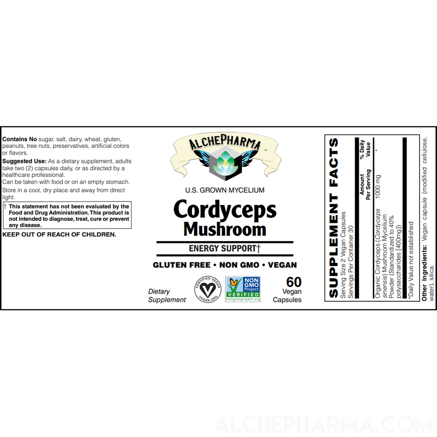 Cordyceps (Cordyceps sinensis) Organic mushroom - 40% polysaccharides,-Mushrooms-AlchePharma