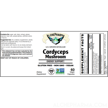 Cordyceps (Cordyceps sinensis) Organic mushroom - 40% polysaccharides,-Mushrooms-AlchePharma