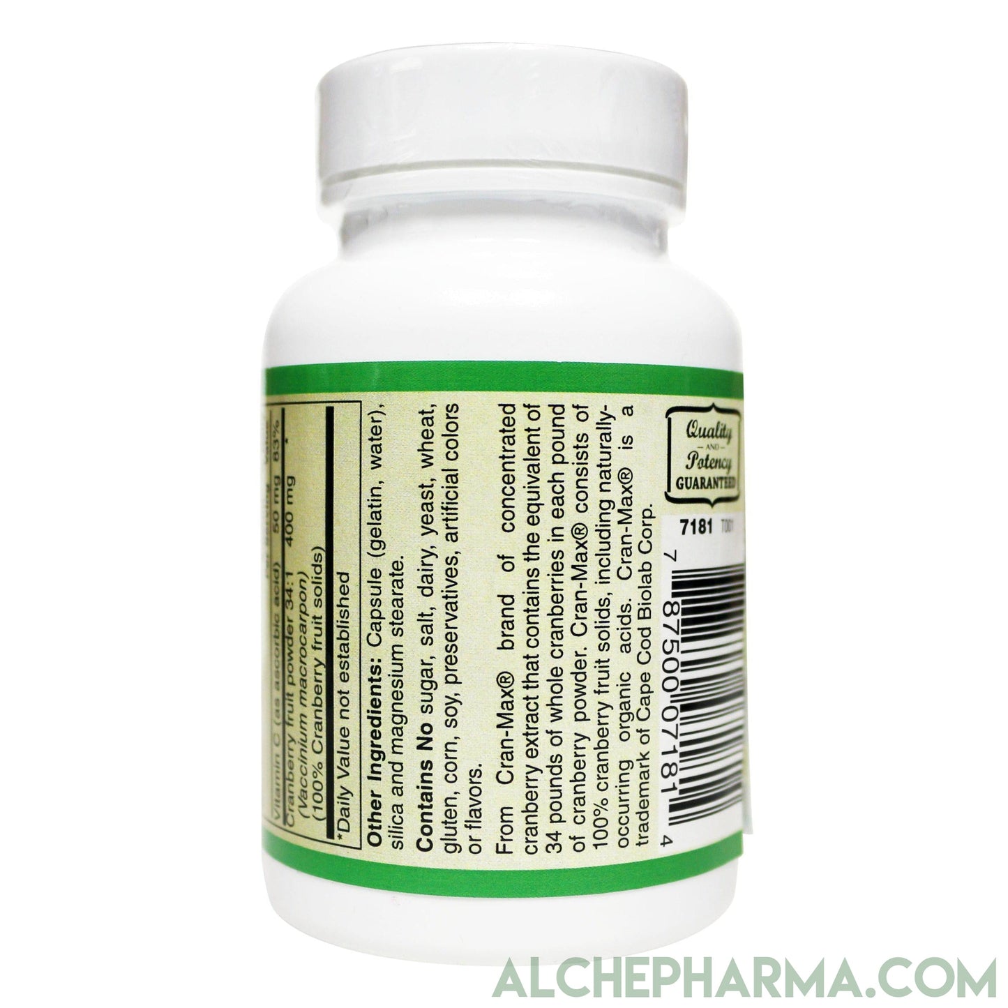 Cran-Max® Cranberry fruit powder 34:1 (Vaccinium macrocarpon) (100% Cranberry fruit solids) 400mg-Plant-AlchePharma