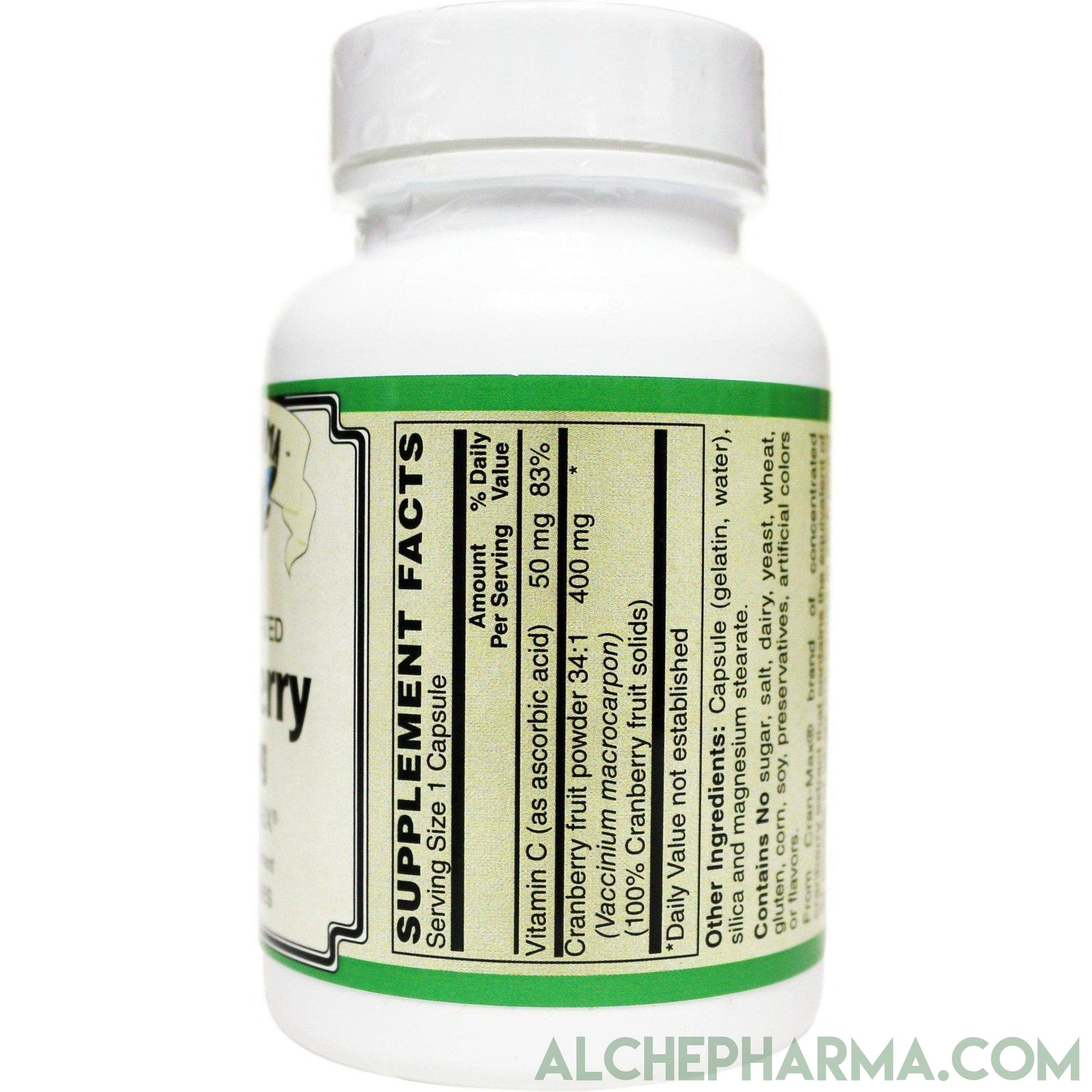 Cran-Max® Cranberry fruit powder 34:1 (Vaccinium macrocarpon) (100% Cranberry fruit solids) 400mg-cleanse-AlchePharma-60 Capsules-AlchePharma
