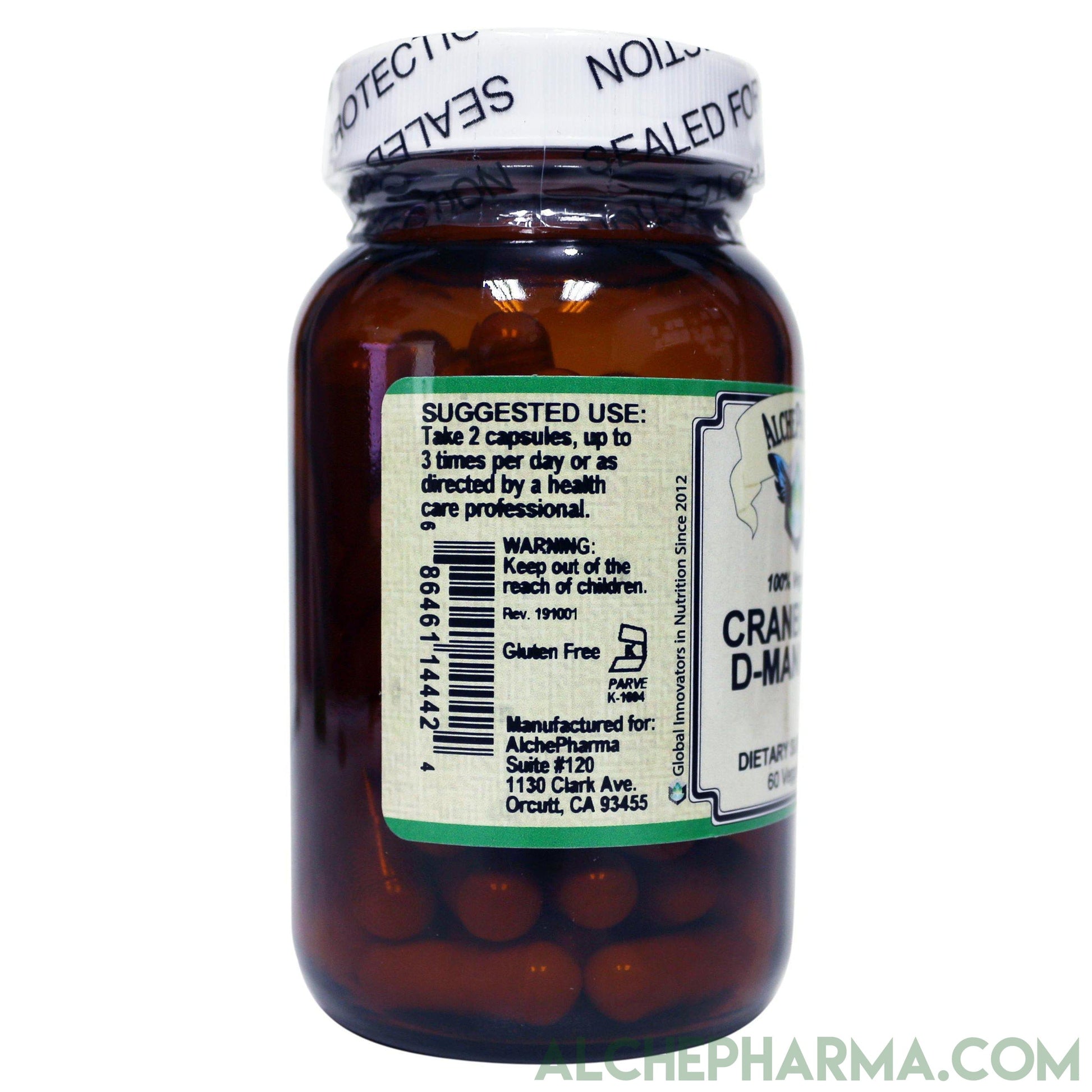 Cranberry + D-Mannose w/1000mg D-Mannose and a 37:1 Cranberry super concentrate at 4% proanthocyanidins-Cleanse-AlchePharma
