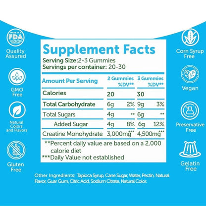 Creatine Monohydrate - Watermelon Flavored - 60 Gummies