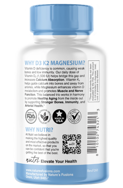 D3K2 Magnesium Glycinate complex, 120 ct
