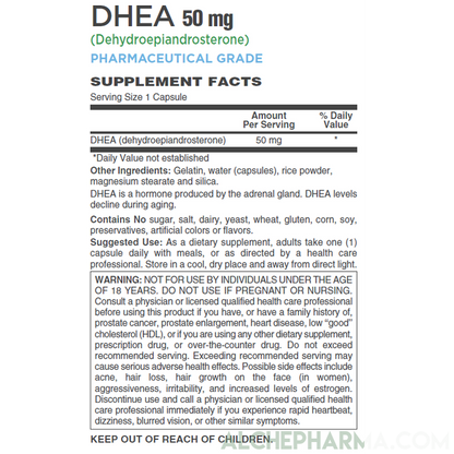 DHEA ((Dehydroepiandrosterone) Pharmaceutical Grade 50 mg-AlchePharma