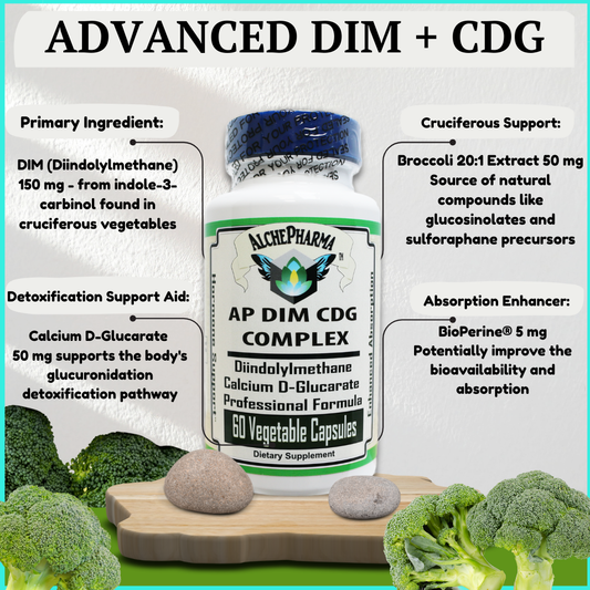 DIM-CDG Complex Professional Diindolylmethane, Calcium D-Glucarate-Hormone Balance-AlchePharma