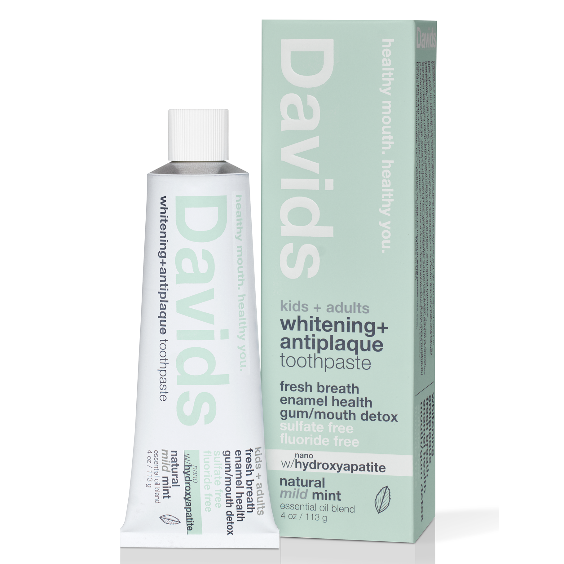 Davids kids + adults nano-hydroxyapatite premium toothpaste / mild mint / 4 oz-AlchePharma