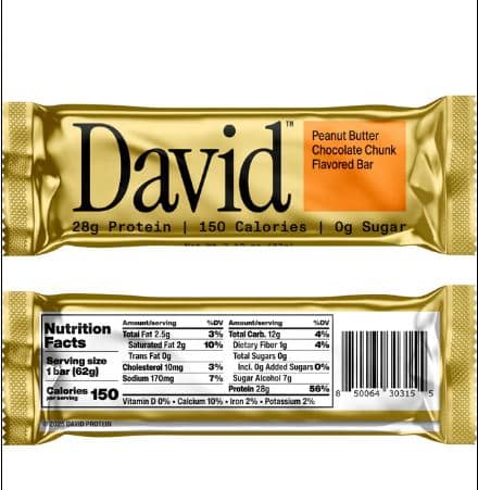 David Peanut Butter Chocolate Chunk High Protein Bar