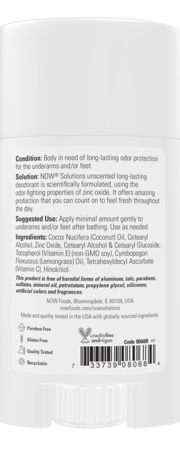 Long-Lasting Deodorant Stick, Unscented