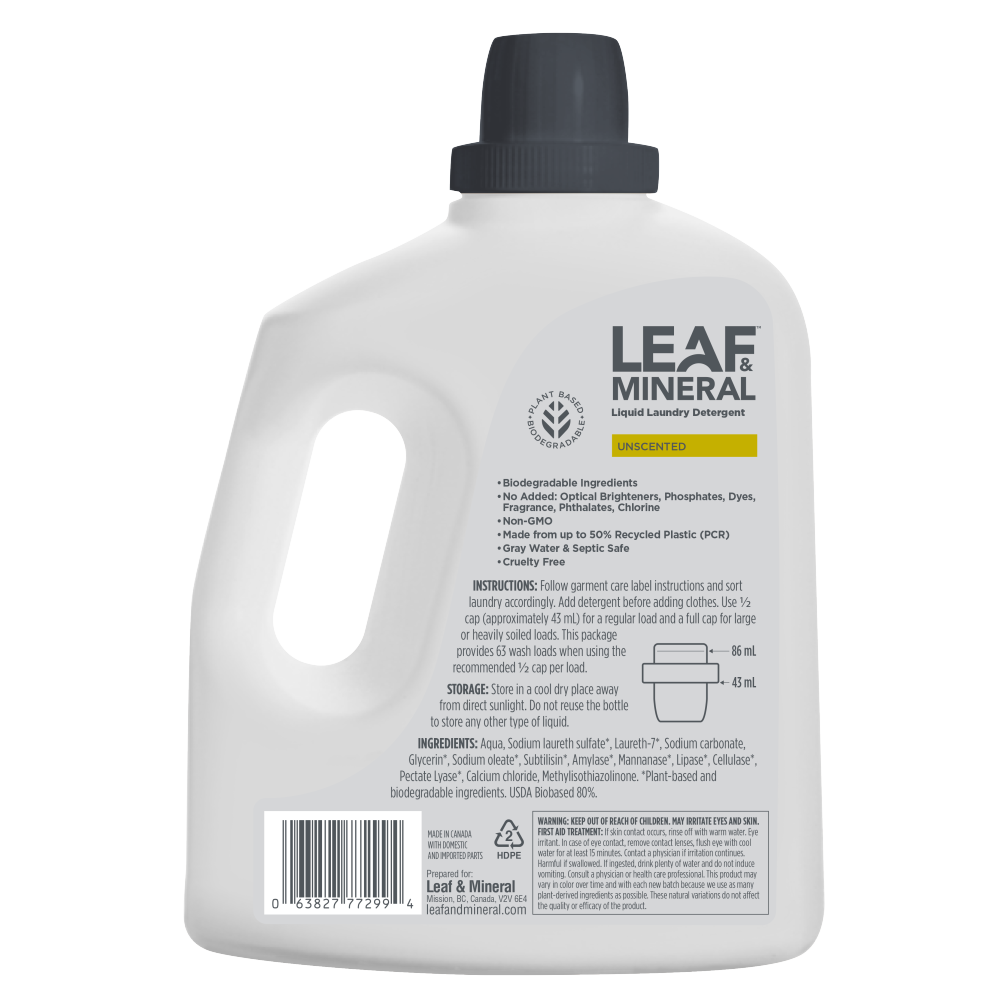 Liquid Laundry Detergent - Plant Based, Biodegradable - 92 Fl. Oz.