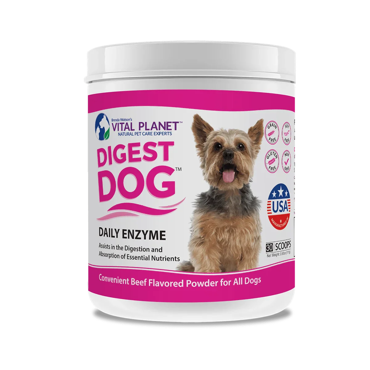 Digest Dog Daily Enzyme 3.92 Oz. Powder (Beef Flavor)-Pet Supplements-AlchePharma