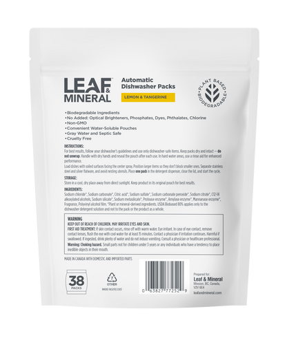 Automatic Dishwasher Packs - Plant Based, Biodegradable - 38 Packs