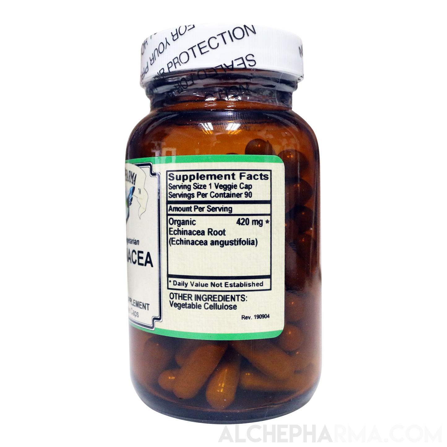 Echinacea 100% Vegetarian Organic Echinacea Angustifolia 420 mg. Vcaps PARVE K-1604-Vitamins & Supplements-AlchePharma