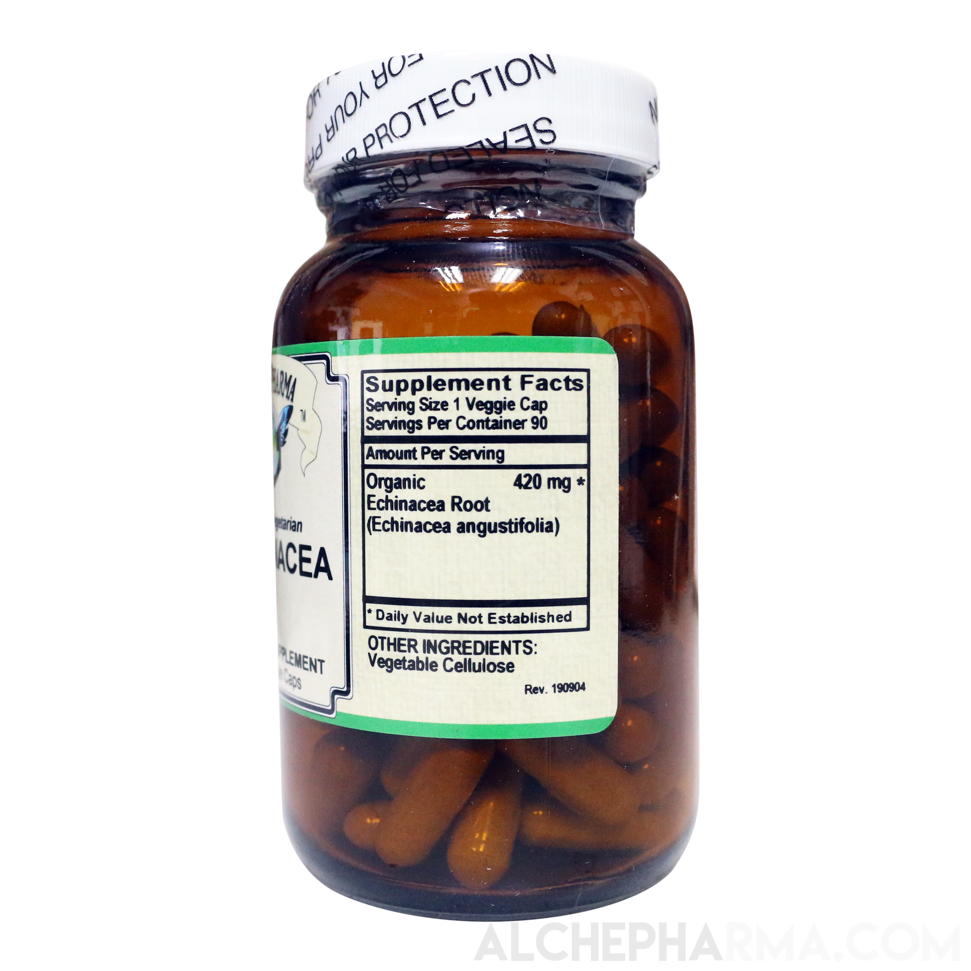 Echinacea 100% Vegetarian Organic Echinacea Angustifolia 420 mg. Vcaps PARVE K-1604-Vitamins & Supplements-AlchePharma