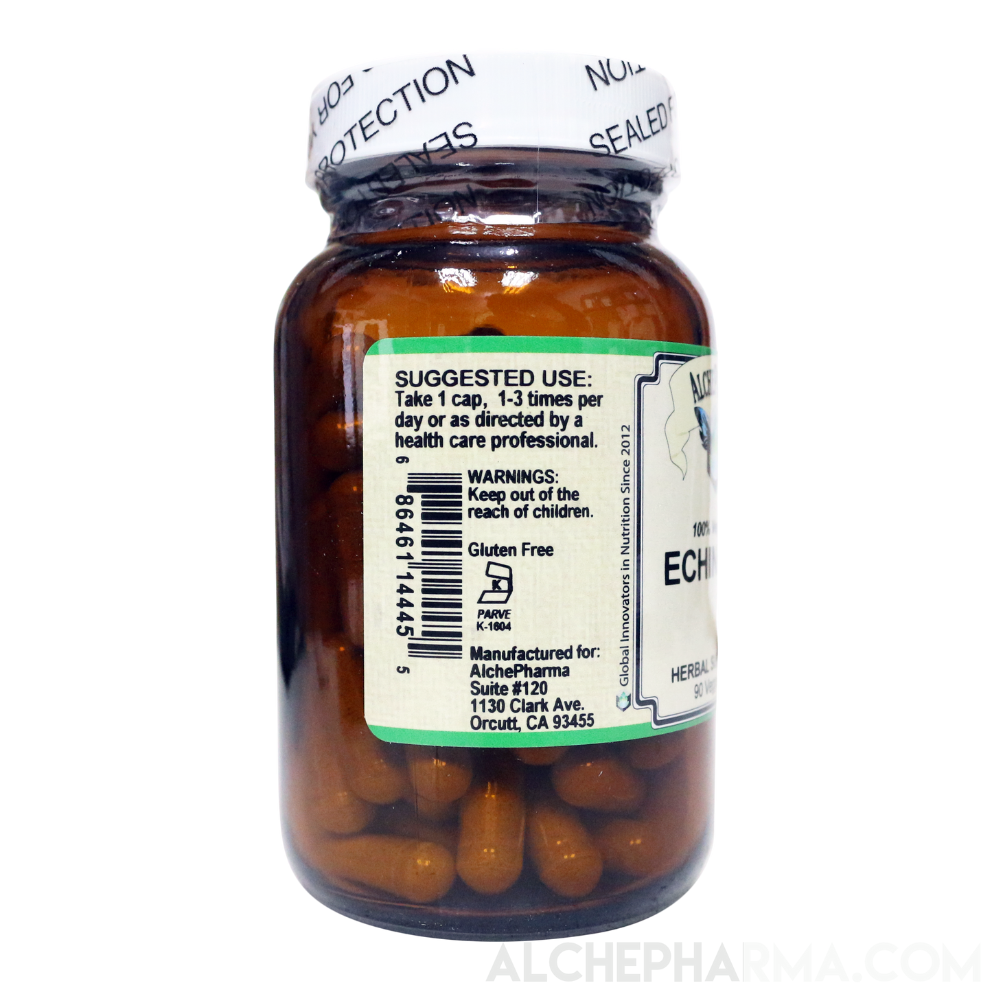 Echinacea 100% Vegetarian Organic Echinacea Angustifolia 420 mg. Vcaps PARVE K-1604-Vitamins & Supplements-AlchePharma