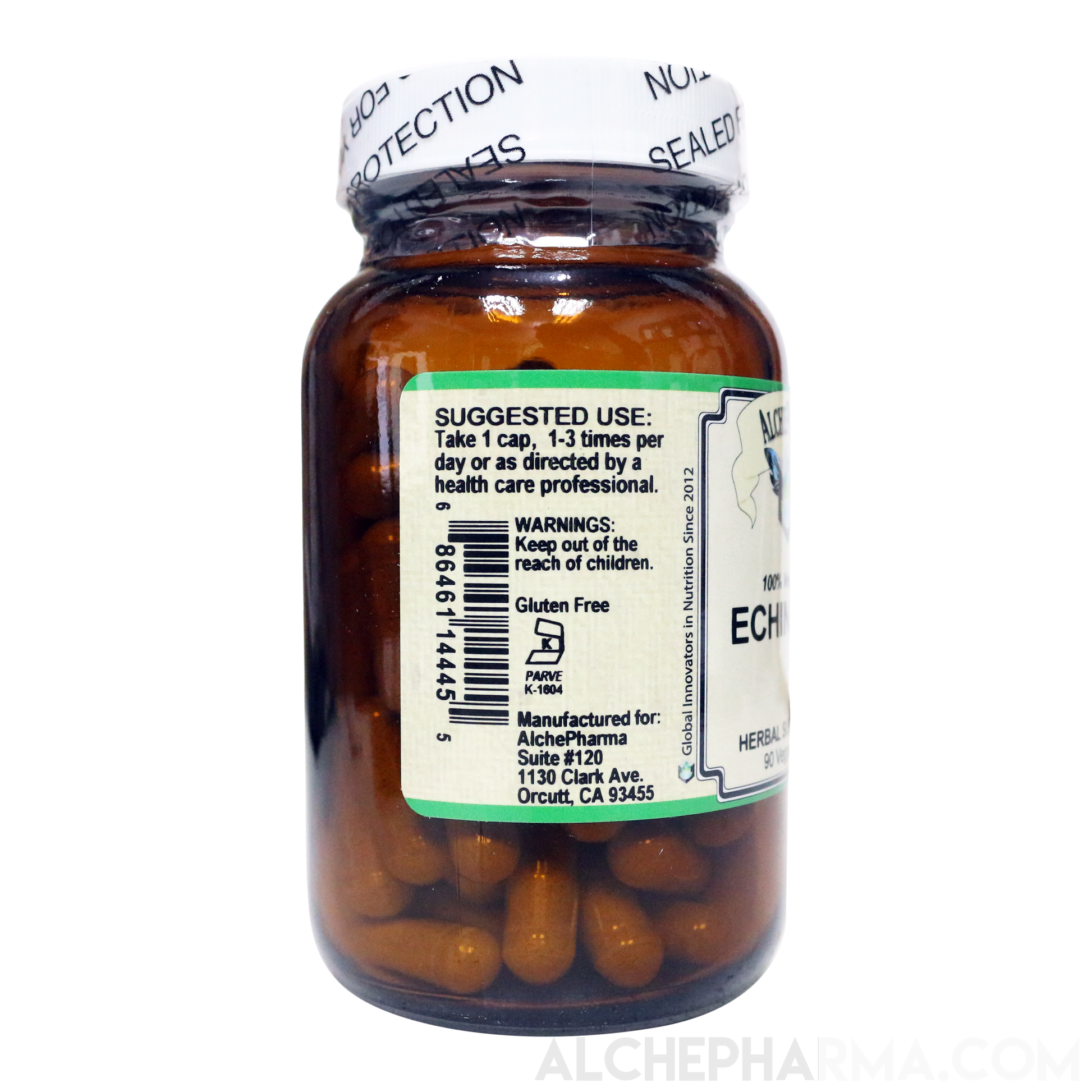 Echinacea 100% Vegetarian Organic Echinacea Angustifolia 420 mg. Vcaps PARVE K-1604-Vitamins & Supplements-AlchePharma