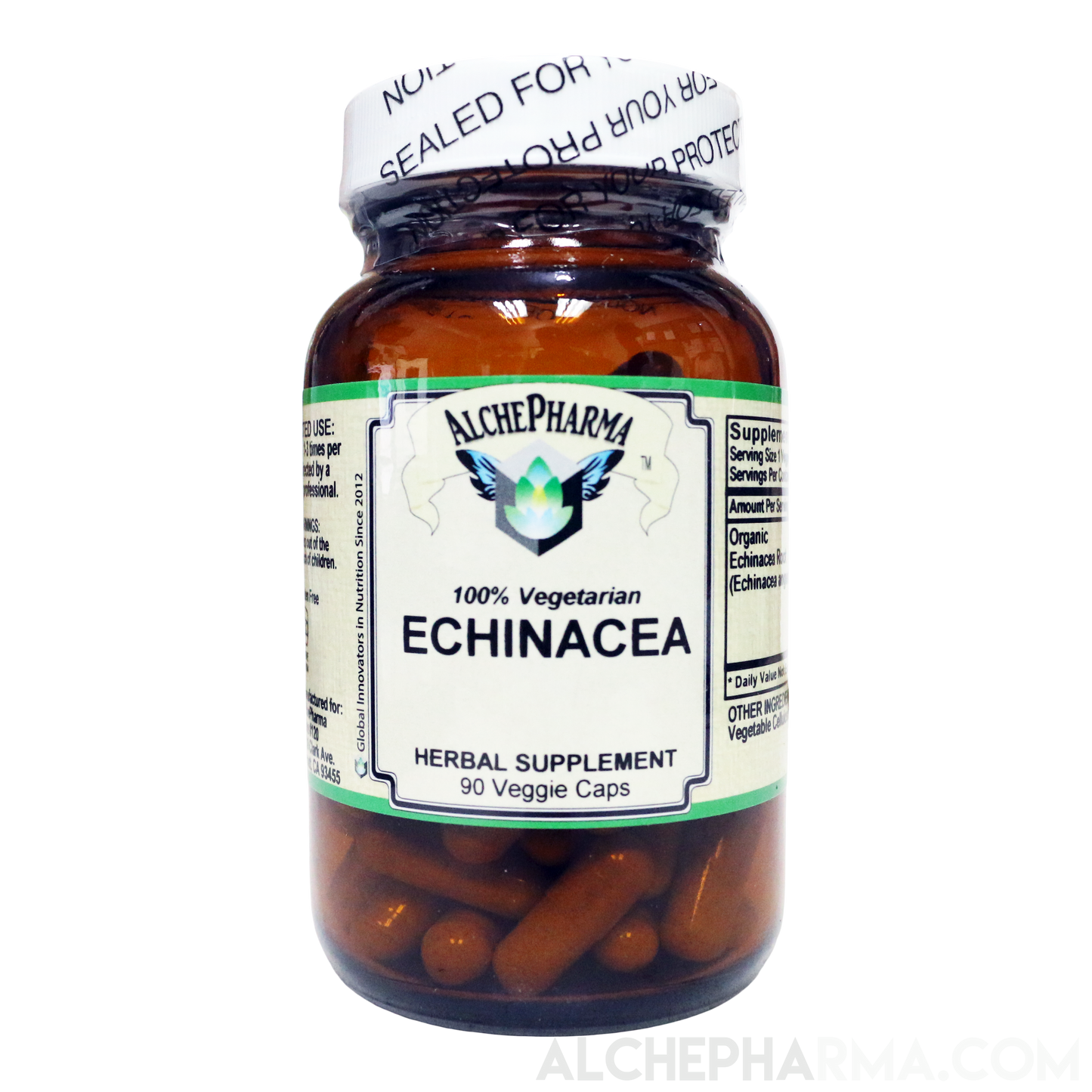 Echinacea 100% Vegetarian Organic Echinacea Angustifolia 420 mg. Vcaps PARVE K-1604-Vitamins & Supplements-AlchePharma