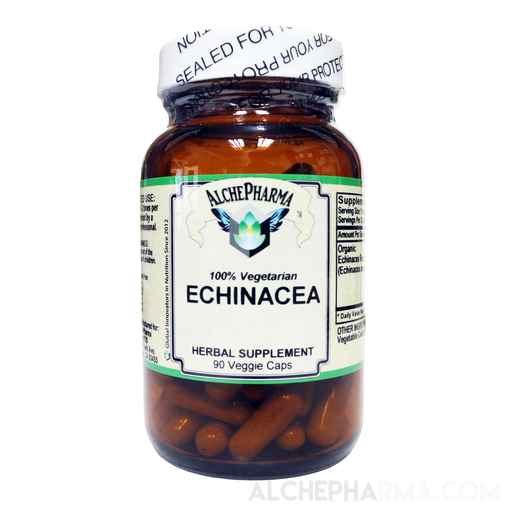 Echinacea 100% Vegetarian Organic Echinacea Angustifolia 420 mg. Vcaps PARVE K-1604-Vitamins & Supplements-AlchePharma