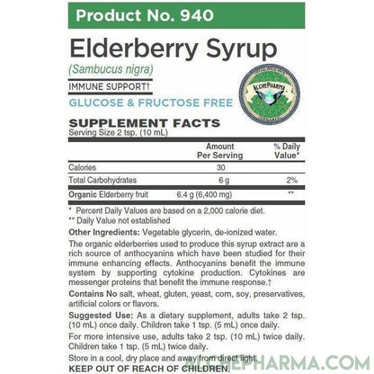 AP Elderberry Syrup Using Organic Elderberries, 6400mg. per Serving, Rich in Anthocyanins,12 Servings per Bottle, Glucose and Fructose Free, Vegetable Glycerin Base - AlchePharma