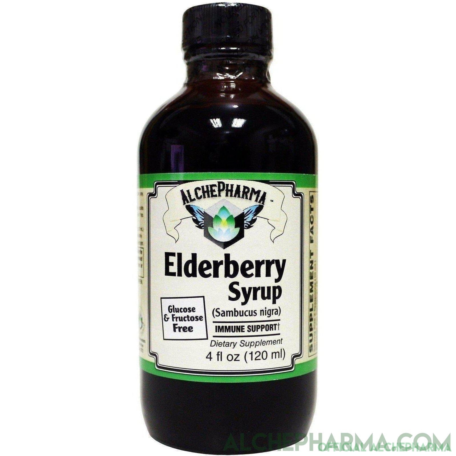 AP Elderberry Syrup Using Organic Elderberries, 6400mg. per Serving, Rich in Anthocyanins,12 Servings per Bottle, Glucose and Fructose Free, Vegetable Glycerin Base - AlchePharma