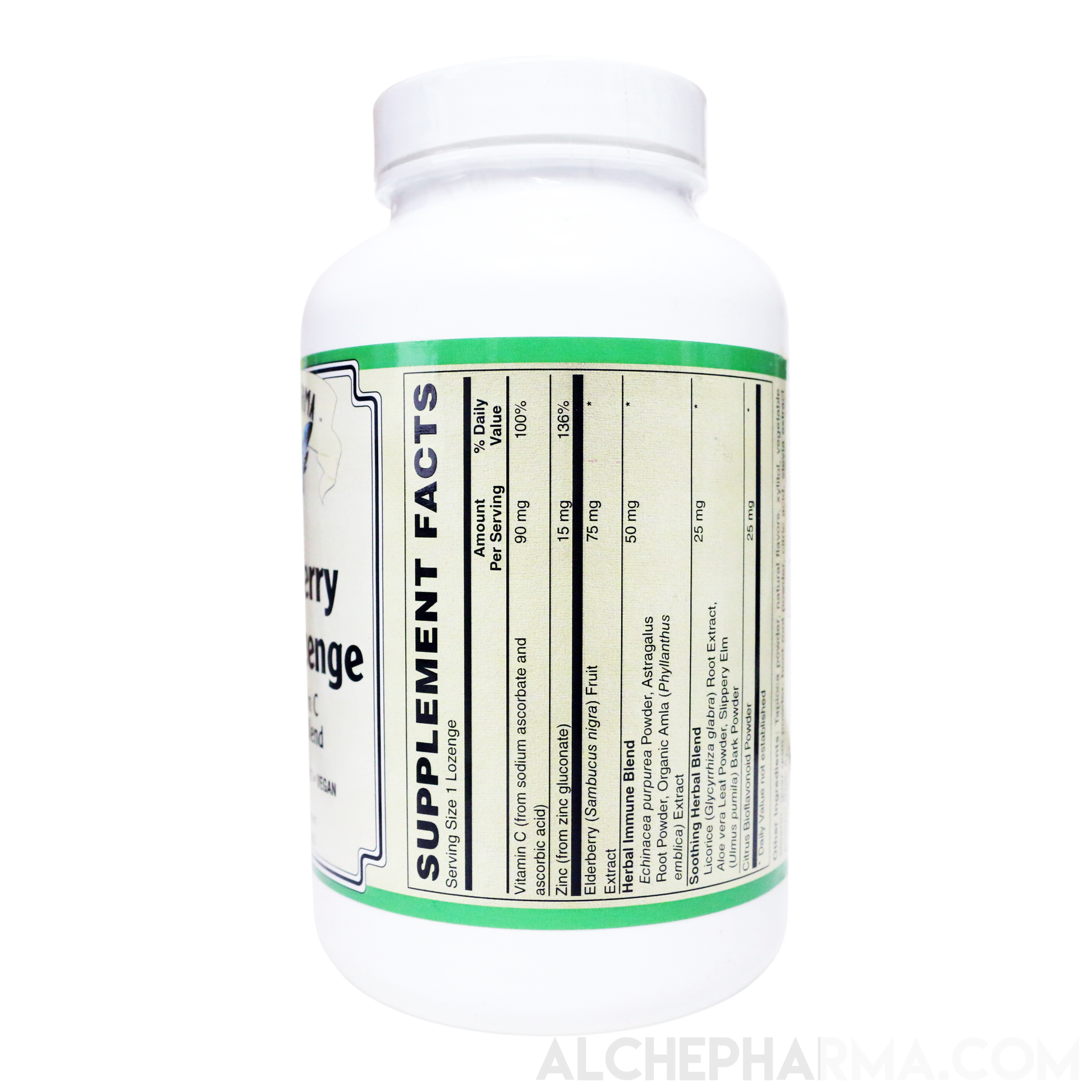 Elderberry Zinc Lozenges w/Licorice, Aloe, Slippery Elm and More-Vitamins & Supplements-AlchePharma