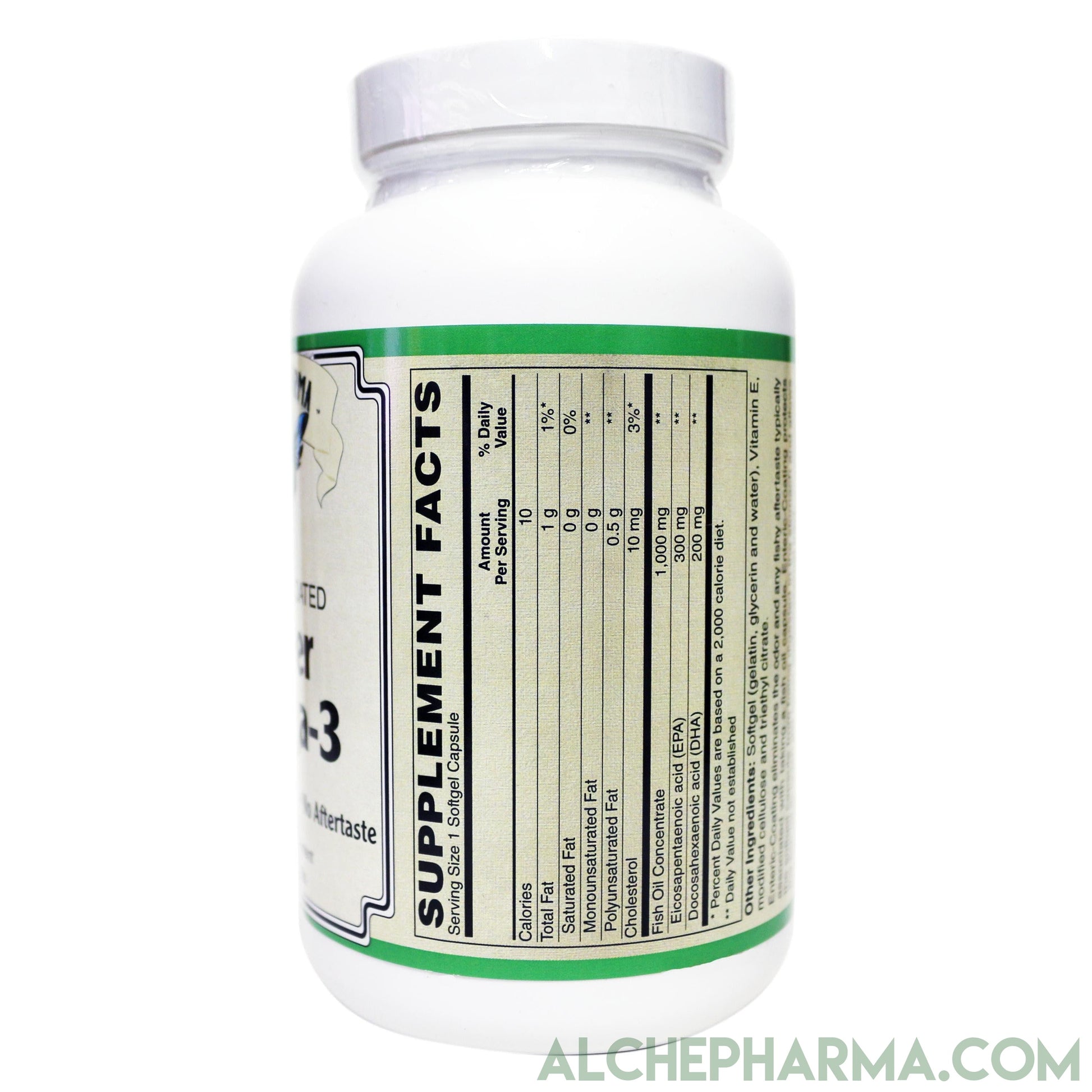 Enteric-Coated Super Omega-3 1000mg, Complies with strict European standards for Purity-Essential Fats-AlchePharma