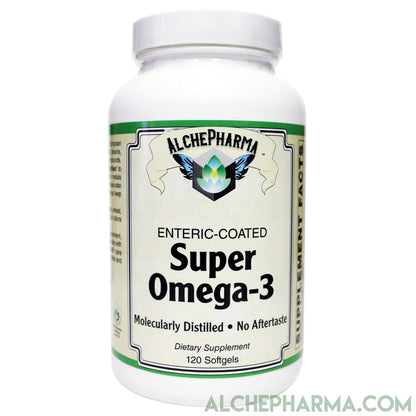 Enteric-Coated Super Omega-3 1000mg, Complies with strict European standards for Purity-Essential Fats-AlchePharma