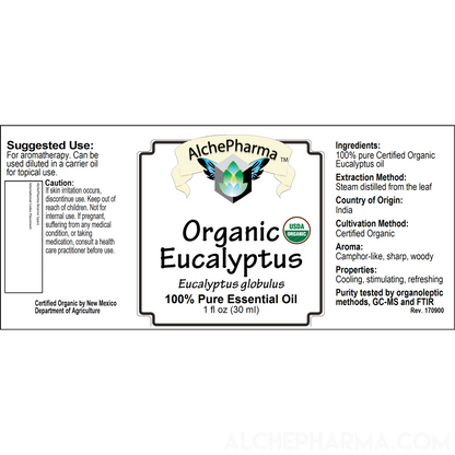 Eucalyptus Pure Organic Essential Oil PARVE K-1604-Essential Oils-AlchePharma