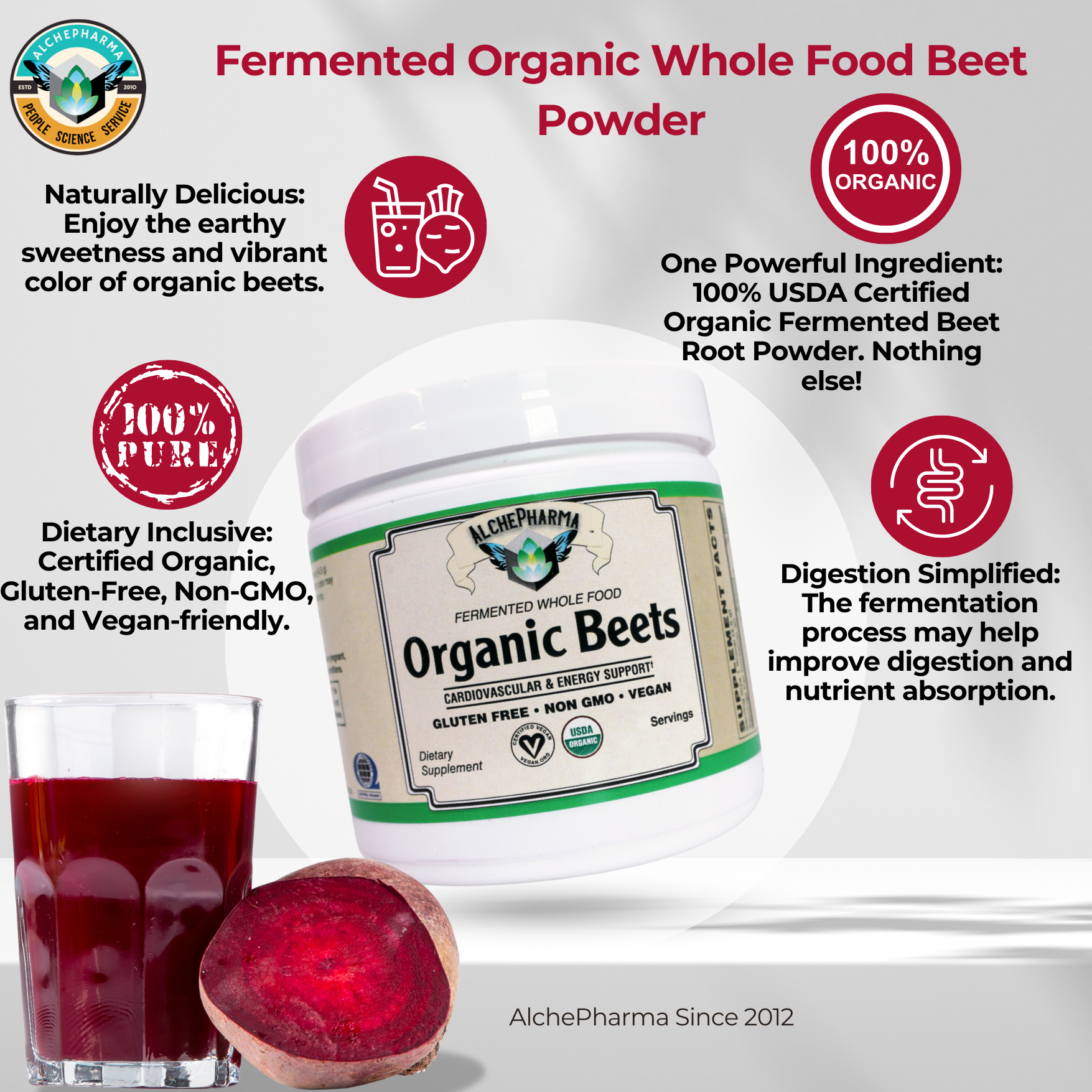 Fermented Whole Food Organic Beets Powder-Wholefood-AlchePharma