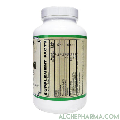 Fish Oil 1,000mg- Molecularly Distilled, European Standardized high Purity and Free of Potential Toxins-AlchePharma