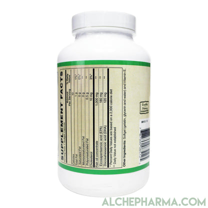 Fish Oil 1,000mg- Molecularly Distilled, European Standardized high Purity and Free of Potential Toxins-AlchePharma