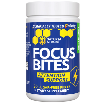 Focus Bites - Fast-Acting, Sugar-Free, Melon-Mint - 30 Pieces